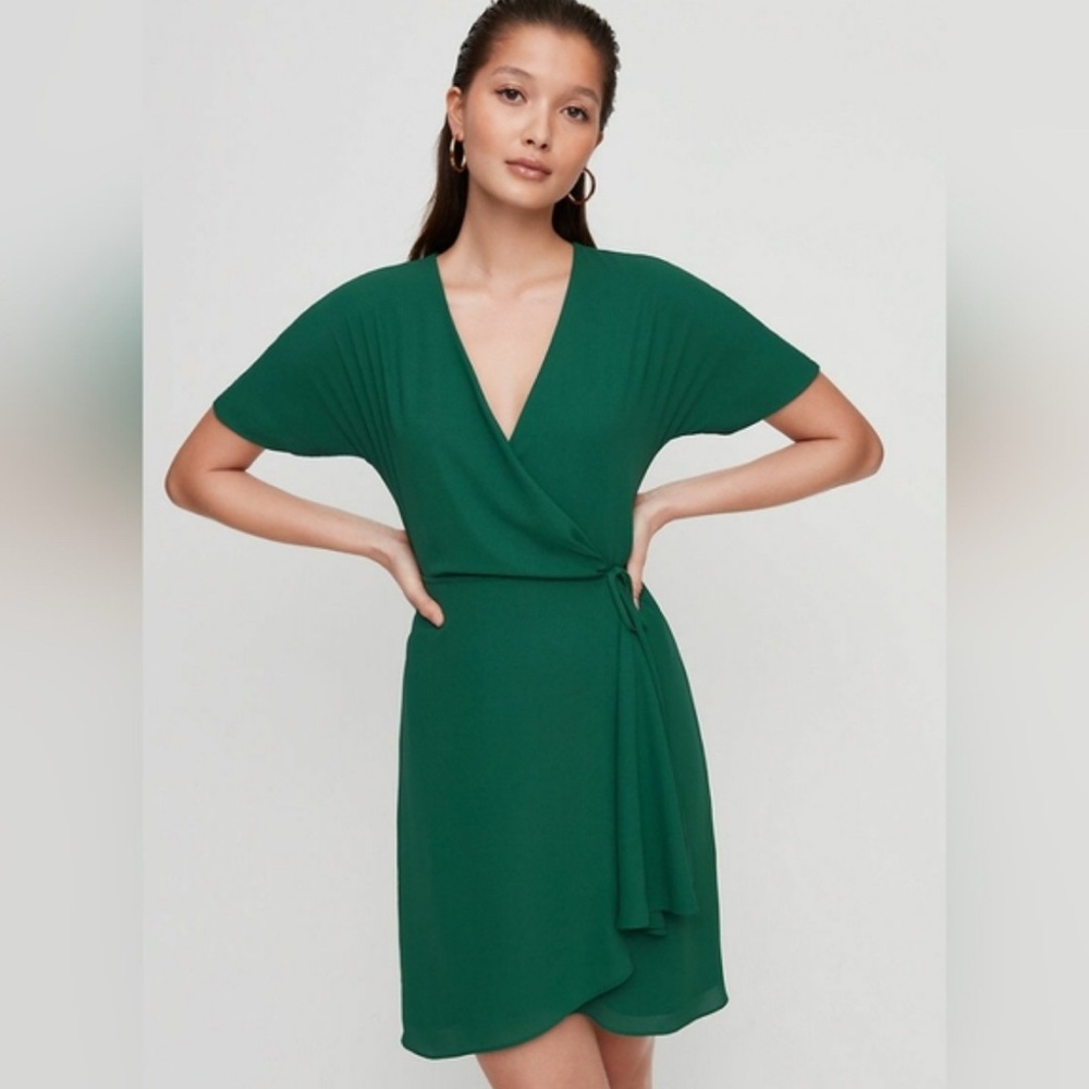 Aritzia Babaton Wallace Wrap Dress - Emerald Green (Large)